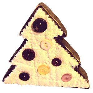 Handmade Wooden Christmas Tree Decor Button Ornaments rustic cottage Cabin